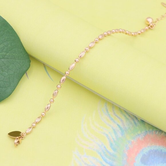 "Elegant Rose Gold Textured Oval Bead Bracelet with Chain Extender, XPBL1140 - Picture 5 of 12